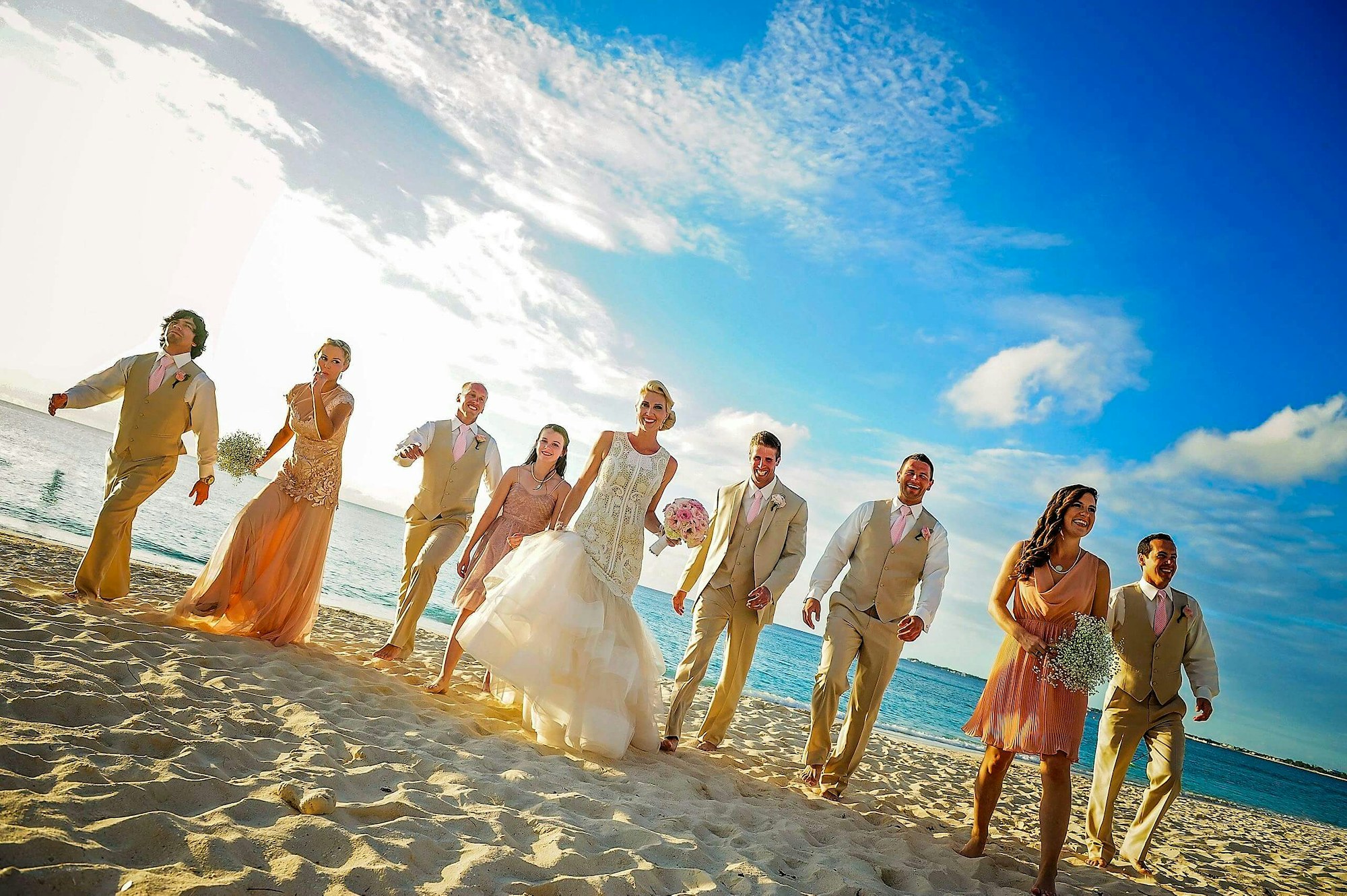 Cayman islands beach wedding party